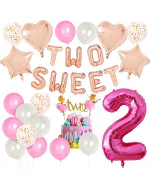 Balloons 2nd Birthday Decorations for Girls- TWO SWEET Number 2 Foil Balloon- Dancing Girl Cake Toppers- Confetti Balloons fo...