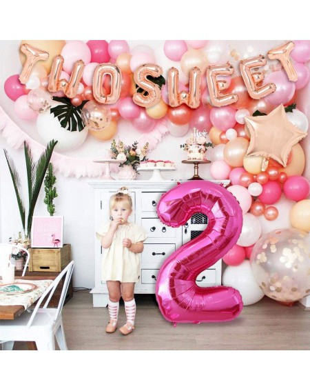 Balloons 2nd Birthday Decorations for Girls- TWO SWEET Number 2 Foil Balloon- Dancing Girl Cake Toppers- Confetti Balloons fo...