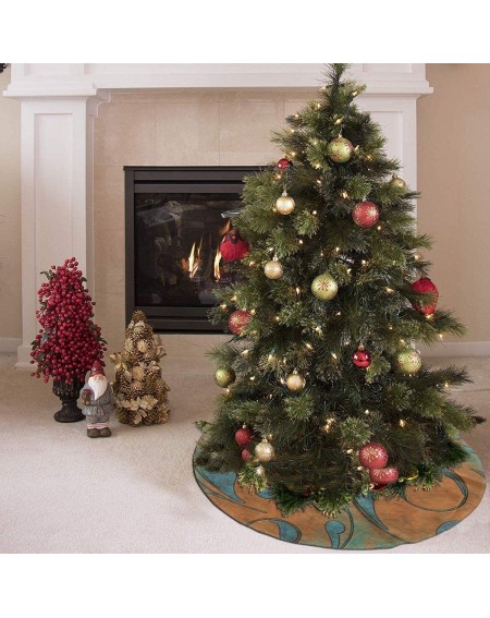 Tree Skirts Copper Patina and Vines Traditional Christmas Tree Skirt Santa & Reindeer Tree Ornaments Tree Skirt for Christmas...
