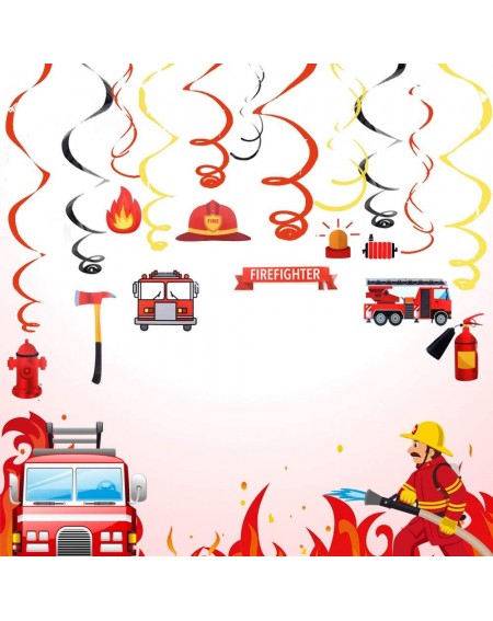 Banners Fire Truck Birthday Banner Fire Truck Swirl Banner for Firetruck Party Decorations Fire Truck Birthday Banner Firetru...