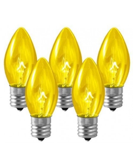 Indoor String Lights C9 - Transparent Yellow - 7 Watt - Intermediate Base - Christmas Lights - 25 Pack - C812MXJI92Y $19.92