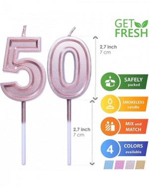 Birthday Candles Number 50 Birthday Candle - Rose Gold Number Fifty Candles on Sticks - Number Candles for Birthday Anniversa...
