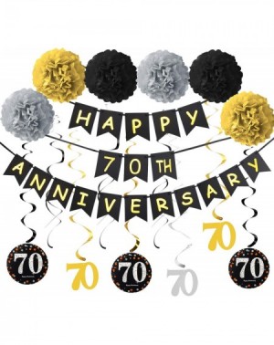 Banners & Garlands 70th Anniversary Decorations Kit - 16Pcs - Including 1Pcs Happy 70th Anniversary Banner- 9Pcs 70 Hanging S...