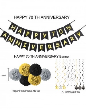Banners & Garlands 70th Anniversary Decorations Kit - 16Pcs - Including 1Pcs Happy 70th Anniversary Banner- 9Pcs 70 Hanging S...