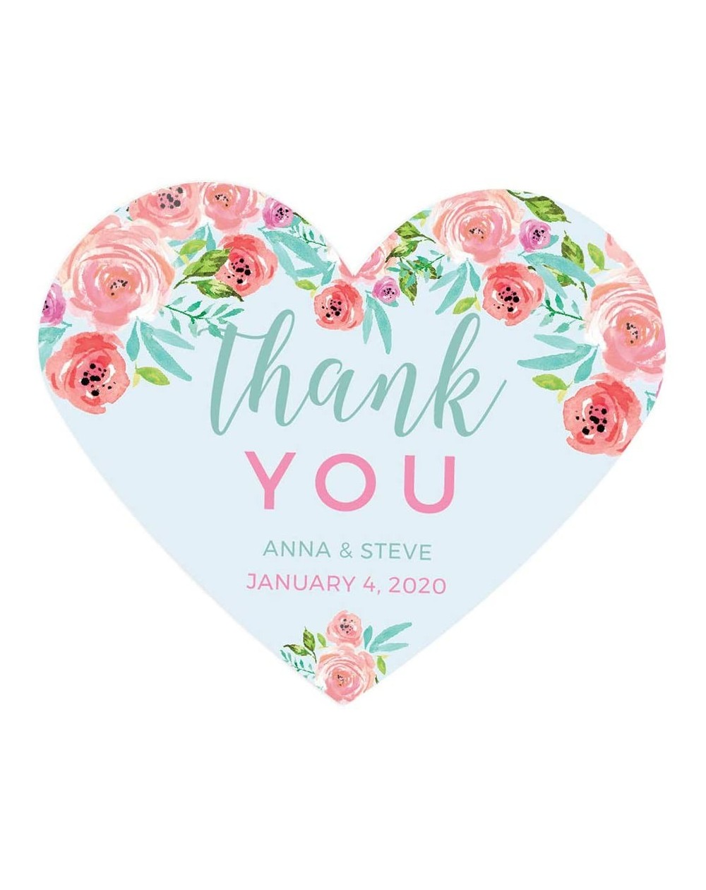 Favors Pink Roses English Tea Party Tea Party Wedding Collection- Personalized Heart Label Stickers- Thank You Anna & Steve J...