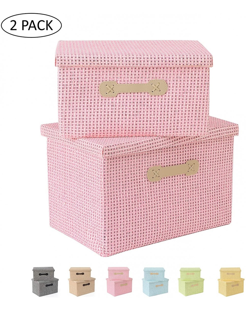 Ceremony Supplies Foldable Paper Woven Storage Bins Cube Lidded Storage Basket with Handle Organizer Decorative Box Container...