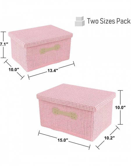 Ceremony Supplies Foldable Paper Woven Storage Bins Cube Lidded Storage Basket with Handle Organizer Decorative Box Container...