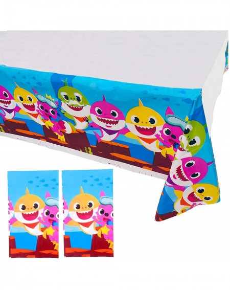 Tablecovers 2 Pack 86" x 52" Baby Shark Table Cloth Disposable Shark Plastic Table Cover for Baby Shower/ Kids Birthday Party...