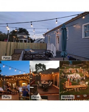 Outdoor String Lights 48Ft Outdoor String Lights with 15 Hanging Sockets & S14 Edison Bulbs- UL Listed Commercial Grade Conne...