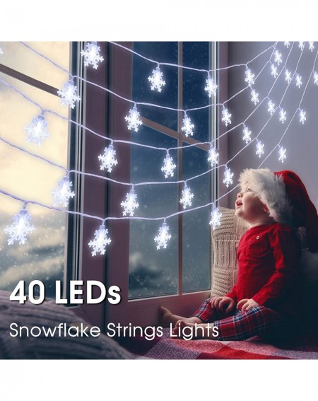 Outdoor String Lights Snowflake String Lights Christmas 20ft Snowflake Christmas Lights Waterproof Decorations Outdoor Snowfl...