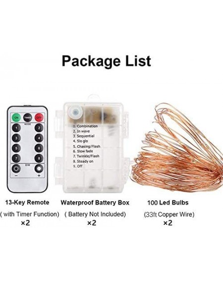 Outdoor String Lights String Lights-LED Copper Wire Lights- Each Set 33ft/10M 100LEDs and 1 Remote Control-You Will get Two S...