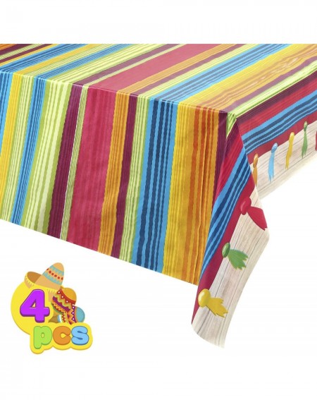 Tablecovers 4 pcs Cinco De Mayo Decorative Print Plastic Tablecover (54 x 108 INCHES) for Fiesta- Taco Night- Birthday- and M...