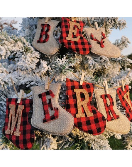 Banners & Garlands Merry Christmas Banner - Burlap Socks Shaped Christmas Decoration- Christmas Tree Ornaments- Christmas Ban...
