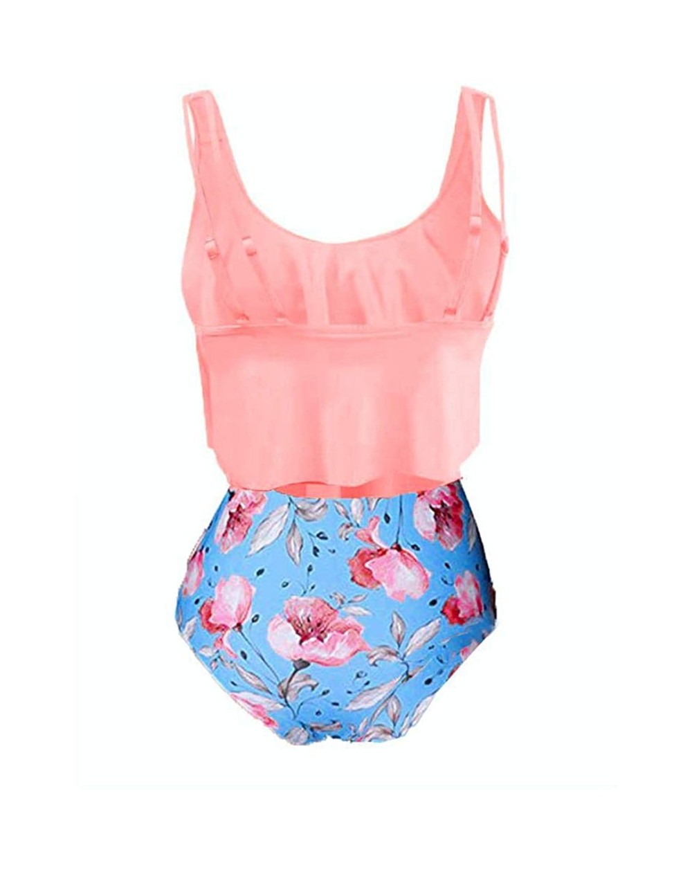 Swimsuits for Women-Two Pieces Bathing Suits Top Ruffled Racerback High ...