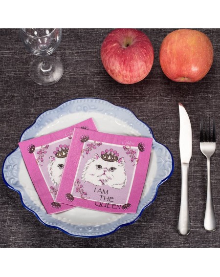 Tableware Premium Multicolored Floral Printed Decorative- Elegant- Vintage Cat Paper Hostess Napkins- 20-count -2-Ply dinner ...