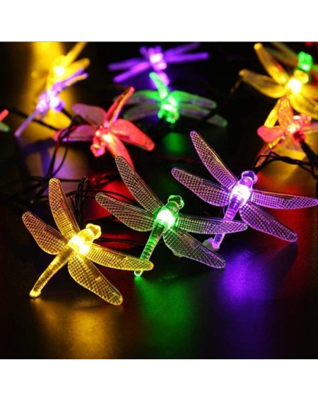 Outdoor String Lights 30 LED Dragonfly Solar String Lights Waterproof Fairy Lighting Outdoor Garden Landscape Decoration (Mul...