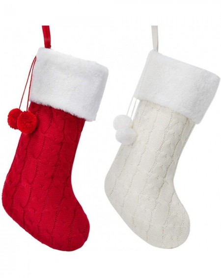 Stockings & Holders Christmas Stockings-2 Pack 15 inches Large Luxury Cable Knitted Personalized Stocking with Faux Fur Cuff ...