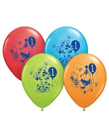 Balloons Qualatex Officially Licensed Disney 12-Inch Latex Balloons- 6-Count- Winnie the Pooh 1st Birthday Assorted Colors - ...