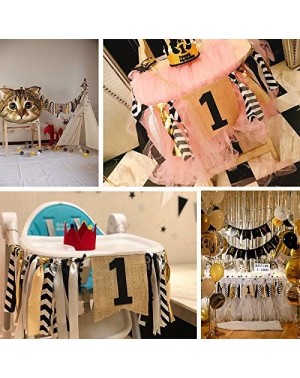 Banners & Garlands Second Birthday Burlap Highchair Banner Bunting 2nd Happy Birthday Party Decorations for Baby - Number 2 -...
