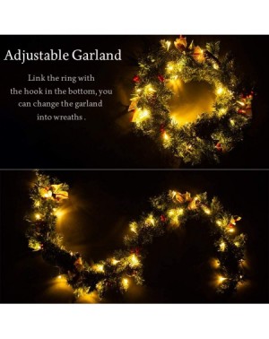 Garlands VVolf Christmas Garland with Light- Christmas Wreaths Garland Decorations with Red Berries- Pine Cones- Bows Ornamen...