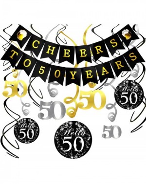 Banners & Garlands 50th Birthday Decorations Kit Cheers to 50 Years Banner Swallowtail Bunting Garland Sparkling Celebration ...