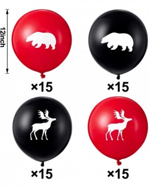 Balloons 60 Pieces Moose and Bear Balloons Lumberjack Deer Balloons with 2 Rolls Ribbons for Christmas Birthday Woodland Lumb...
