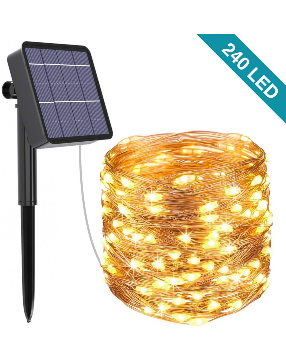 Outdoor String Lights Solar String Lights Outdoor- 79ft 240LED 8 Modes Solar Fairy Lights Outdoor Waterproof Copper Wire Sola...