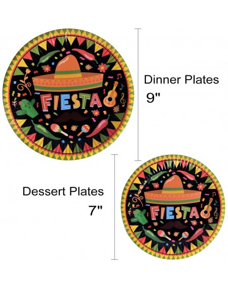 Tableware 120 PCS Fiesta Cinco De Mayo Party Supplies Disposable Dinnerware Set Mexican Dinner Paper Plates Napkins Cups Deco...