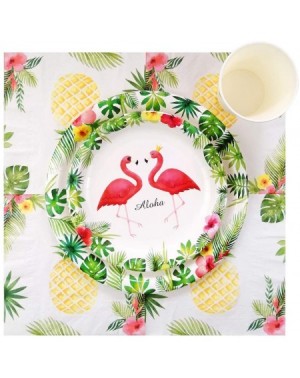 Party Packs Flamingo Pineapple Tableware Set for 16 Guests Including Dinner Plates- Dessert Plates- Lunch Napkins- Cups for T...