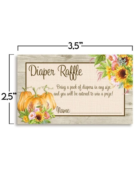 Invitations Watercolor Sunflower & Peony Floral with Pumpkins Fall Themed Diaper Raffle Tickets for Baby Showers- 20 2" X 3" ...