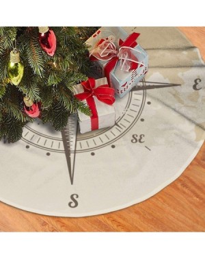Tree Skirts Vintage Nautical Compass Old World Map Christmas Tree Skirt Gorgeous for Xmas Party Ornaments Decoration Accessor...