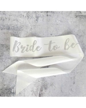 Favors Bride to Be Sash - Bachelorette Party Sash Bridal Shower Hen Party Wedding Party Accessories (White&Rhinestone) - CO18...