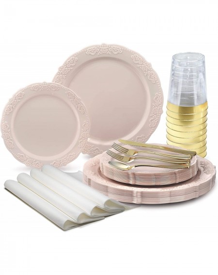 Party Packs 320pcs set (40 Guests)-Vintage Wedding Party Disposable Plastic Plates & cutlery -40 x 10.25"+40 x 7.5"+Silverwar...