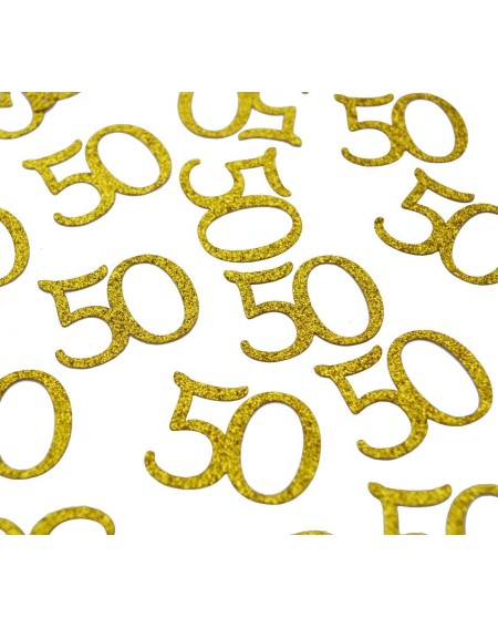 Confetti Happy 50th Birthday Confetti- 100 Pcs Glitter Gold Number 50 Table Confetti for 50th Birthday- Anniversary Party Sup...