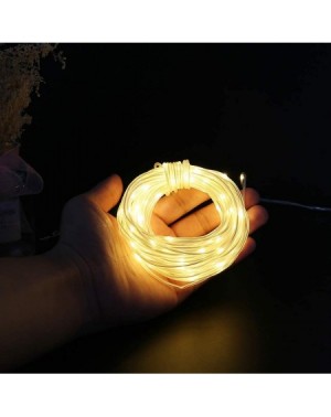 Outdoor String Lights Rope Lights Battery Operated 8 Modes 33 FT 100 LEDs String Lights Dimmable Fairy Lights with Remote Tim...