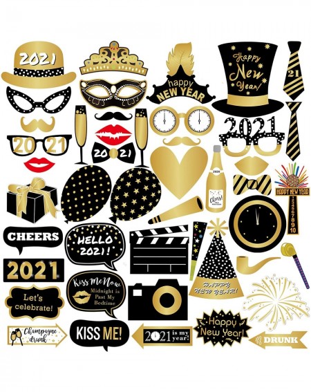 Photobooth Props New Years Eve Photo Booth Props 2021 - Pack of 43 - New Years Eve Party Supplies 2021 Sturdy Card Stock - Ne...