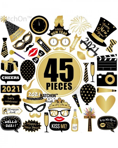 Photobooth Props New Years Eve Photo Booth Props 2021 - Pack of 43 - New Years Eve Party Supplies 2021 Sturdy Card Stock - Ne...