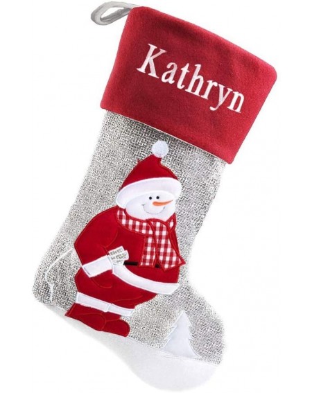 Stockings & Holders Personalized Modern Touch Grey Christmas Stocking (Snowman) - Snowman - CY192C957I9 $24.63