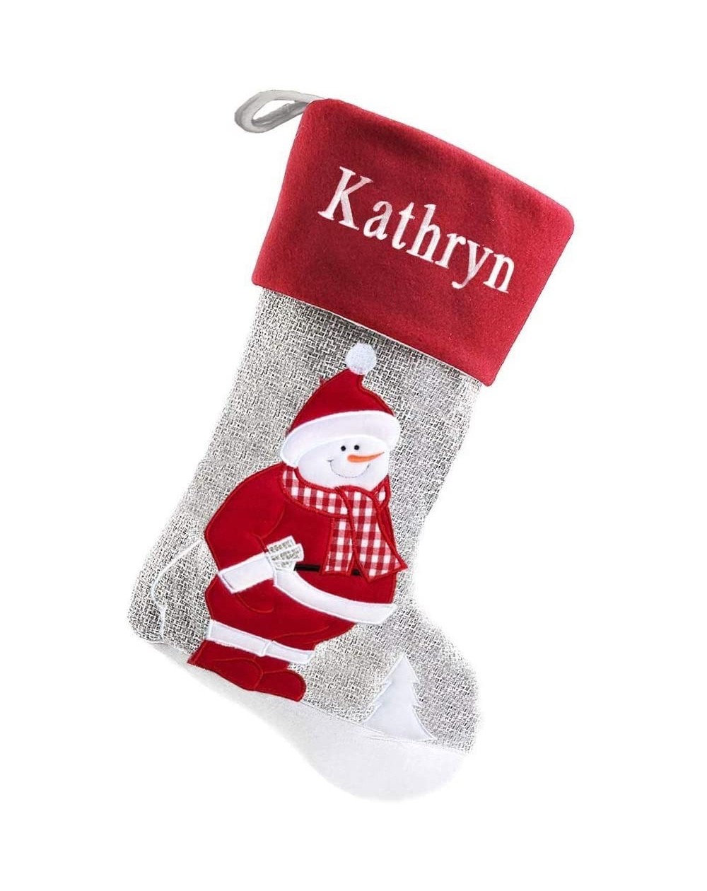 Stockings & Holders Personalized Modern Touch Grey Christmas Stocking (Snowman) - Snowman - CY192C957I9 $24.63