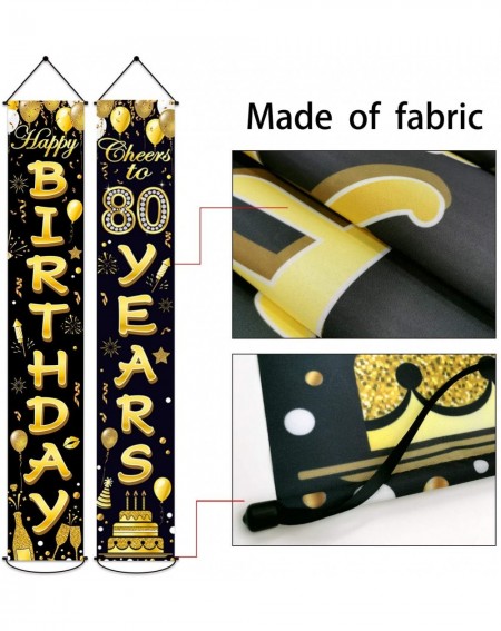 Banners & Garlands 80th Birthday Party Banner Decorations Cheers to 80 Years Banner 80th Party Supplies Black Gold Welcome Po...