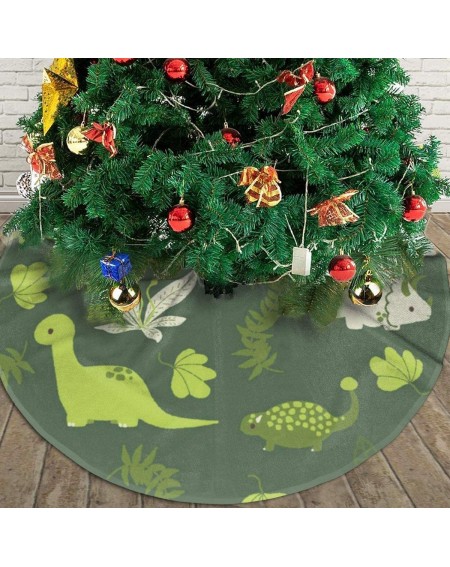 Tree Skirts Xmas Tree Decorations Skirts Green Dinosaur Personalized Family Faux Fur Elegant Christmas Tree Skirt Mat Holiday...