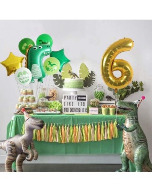 Balloons Dinosaur Balloons 6th Birthday Party Supplies Gold Number Star Foil Balloons Set Decorations for Birthday Party(Gold...