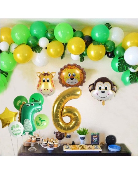 Balloons Dinosaur Balloons 6th Birthday Party Supplies Gold Number Star Foil Balloons Set Decorations for Birthday Party(Gold...