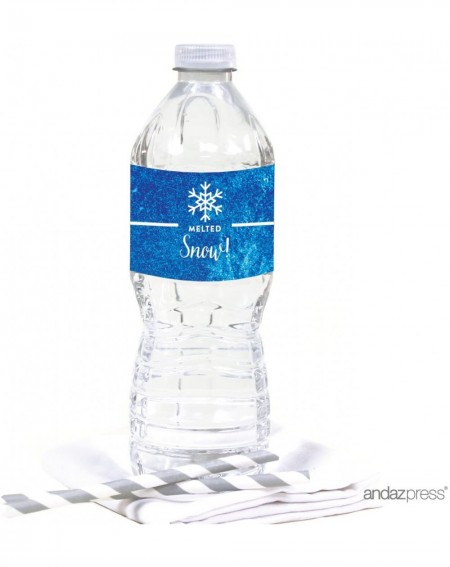 Favors Birthday Water Bottle Labels Stickers- Frozen Snowflake- 20-Pack- for Decor Decorations Dessert Table Wraps - Frozen S...