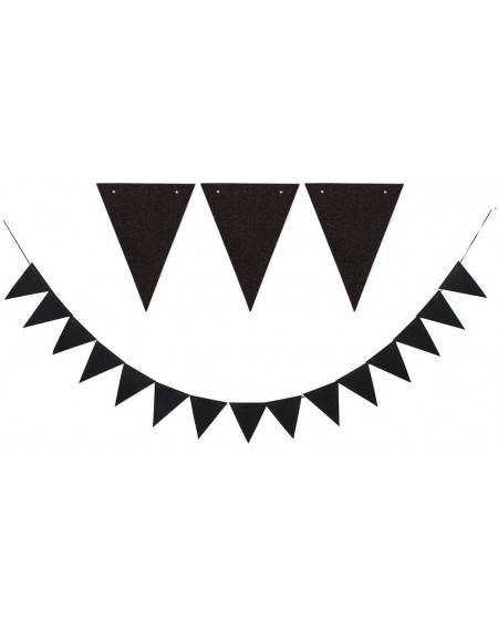 Banners & Garlands Black Pennant Banner Triangle Bunting Paper Flags-30pcs Flags- Pack of 1 - Black - CR18UNXKE57 $22.82