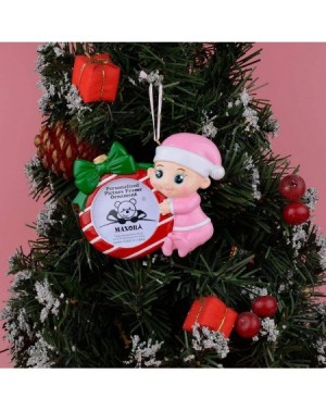 Ornaments Baby's 1st Christmas Pink Girl Picture Frame Holiday Personalized Ornament - Free Customization - Pink Baby Photofr...