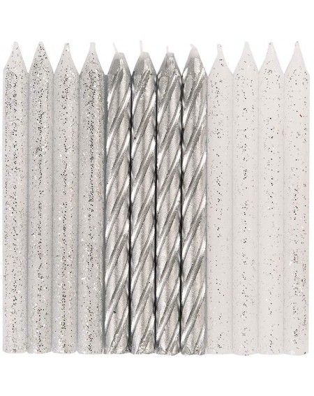 Cake Decorating Supplies Silver & Glitter Spiral Birthday Party Candles- 24 Ct. - CW18RR8XIH8 $10.28