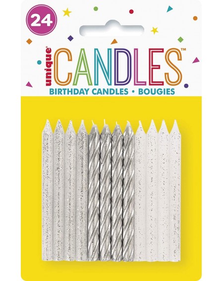 Cake Decorating Supplies Silver & Glitter Spiral Birthday Party Candles- 24 Ct. - CW18RR8XIH8 $10.28