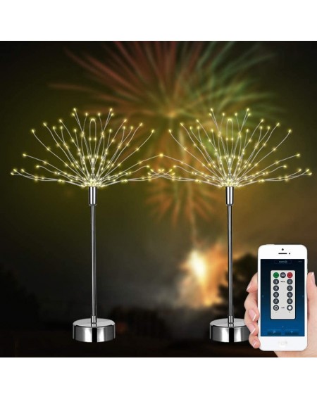Outdoor String Lights Firework Light with APP Control- 2 Pack 120 LEDs 8 Modes Battery Operated & USB Charging Seated String ...