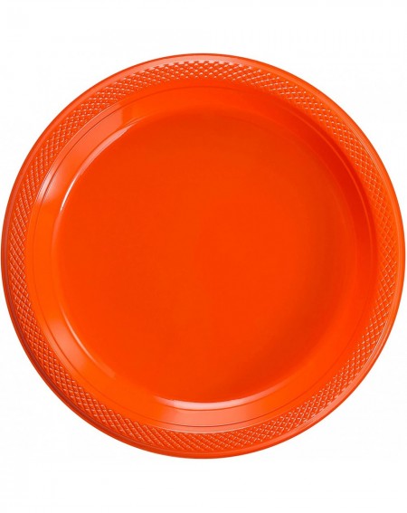 Plastic Dessert/Salad Plates - Solid Color Disposable Plates - 100 Count (7 Inch- Orange) - Orange - CT185QC8K6X